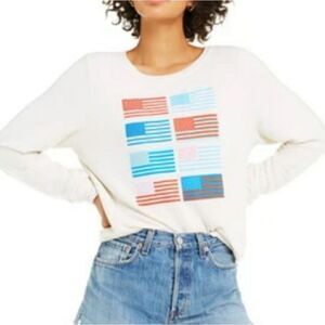Wildfox Couture S Pop Americana Flag Print Beach Jumper Sweatshirt Retro Graphic
